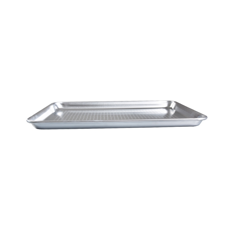 Naturlig og ubelagt ren aluminium Perforeret halvplade Pan /Bun Pan 18-tommer L X13-tommer W X1-tommer H (halvstørrelse)