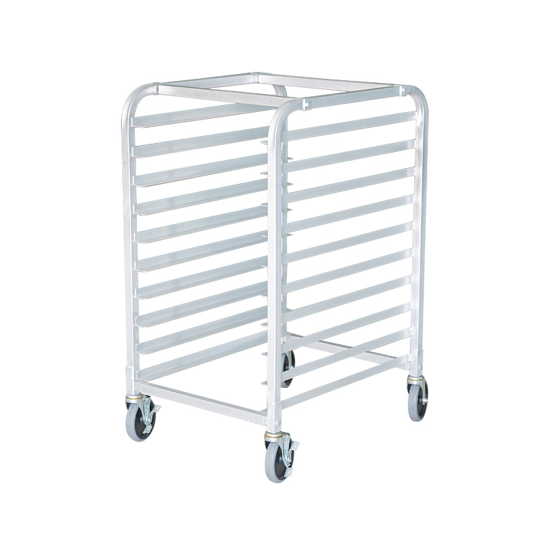10-lags aluminiumsplade af høj kvalitet pande/bun pan rack med drejelige hjul af høj kvalitet, bageri i restaurantklasse til fuldt ark og et halvt ark