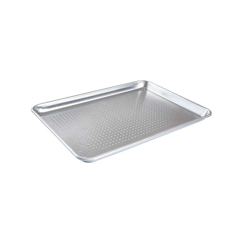 Naturlig og ubelagt ren aluminium Perforeret halvplade Pan /Bun Pan 18-tommer L X13-tommer W X1-tommer H (halvstørrelse)